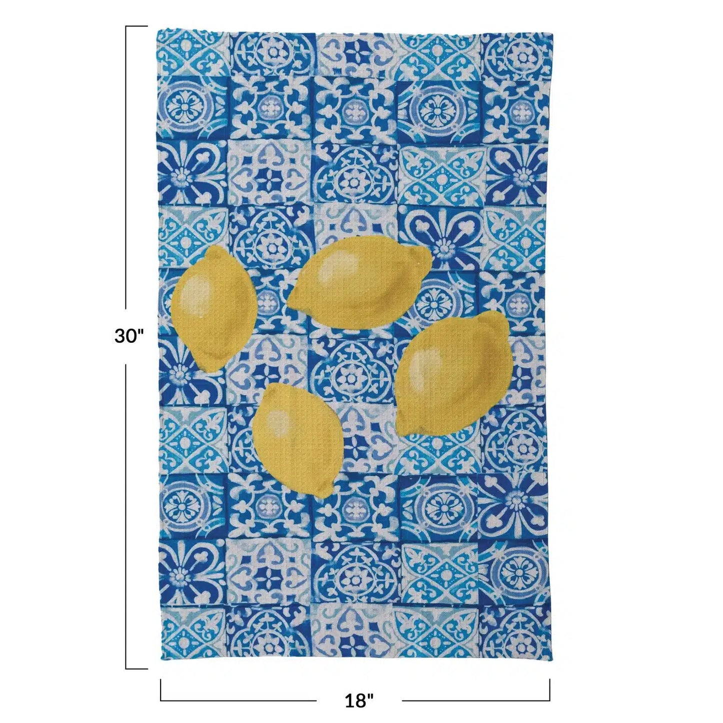 Printed Recycled Microfibre Tea Towel w/ Tile Pattern & Lemons