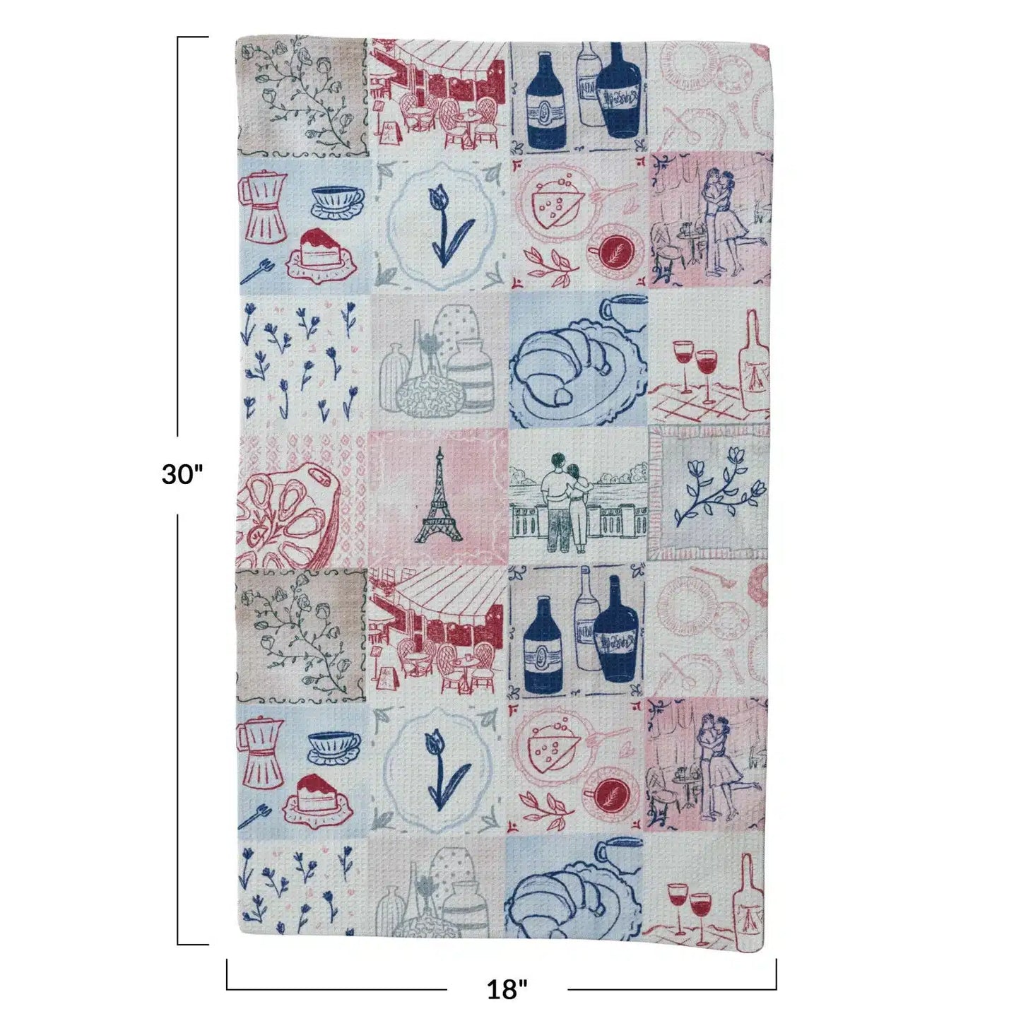 Printed Recycled Microfibre Tea Towel w/ Floral/Food/Travel Images