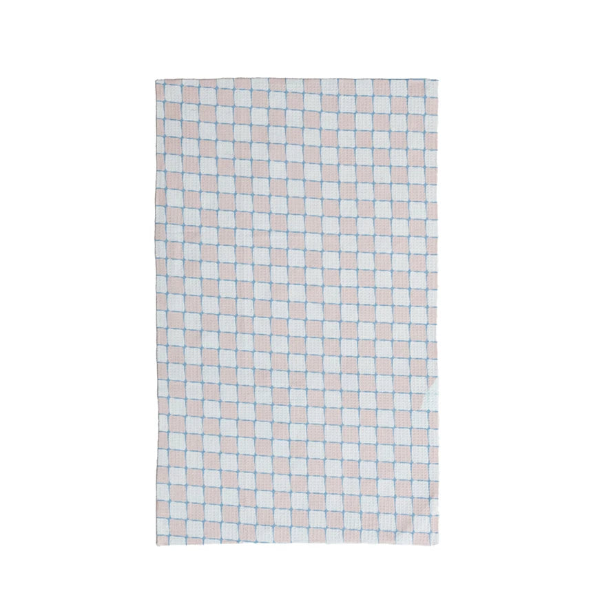 Printed Recycled Microfibre Tea Towel w/Check Pattern