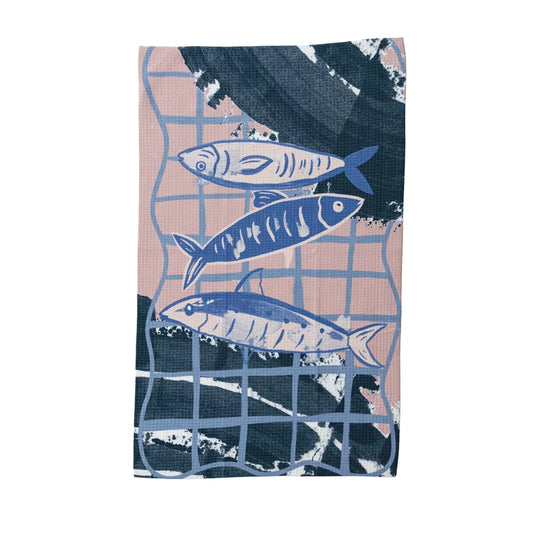 Tea Towels with Fish in Net