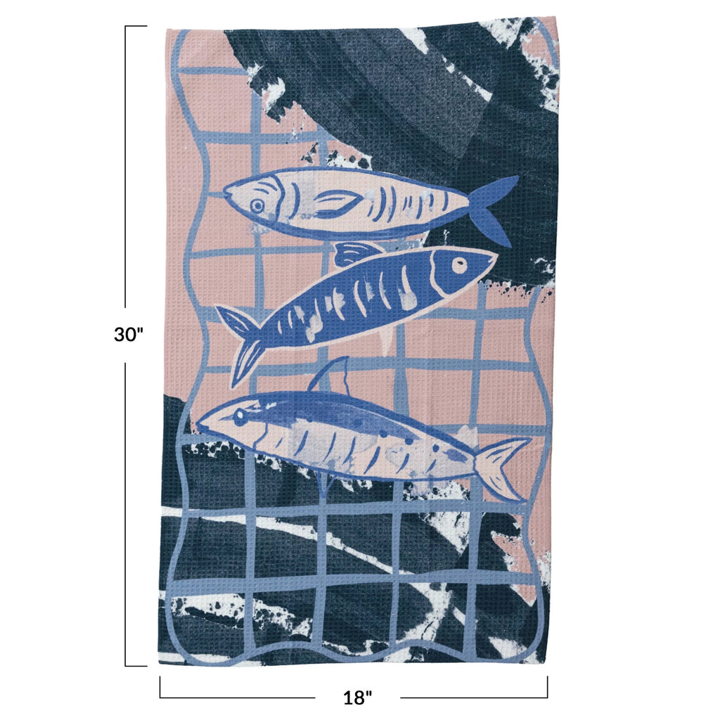 Tea Towels with Fish in Net