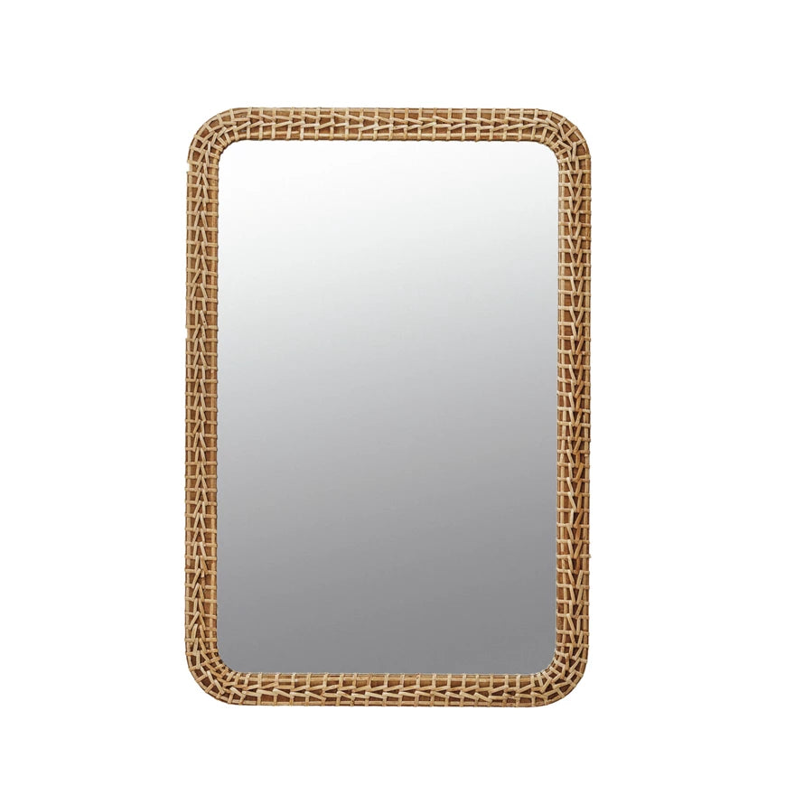 Woven Rattan Framed Wall Mirror