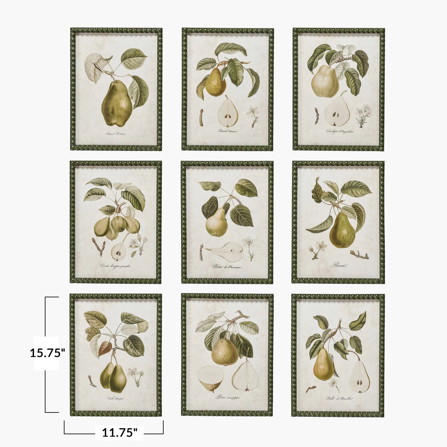 Hobnail Wood Framed Wall Décor w/ Vintage Reproduction Print, 9 Styles