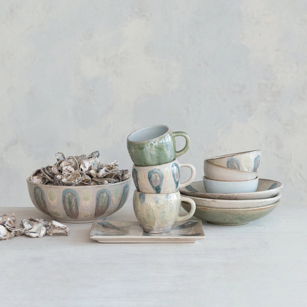 Hand-Painted Stoneware Serving Bowl