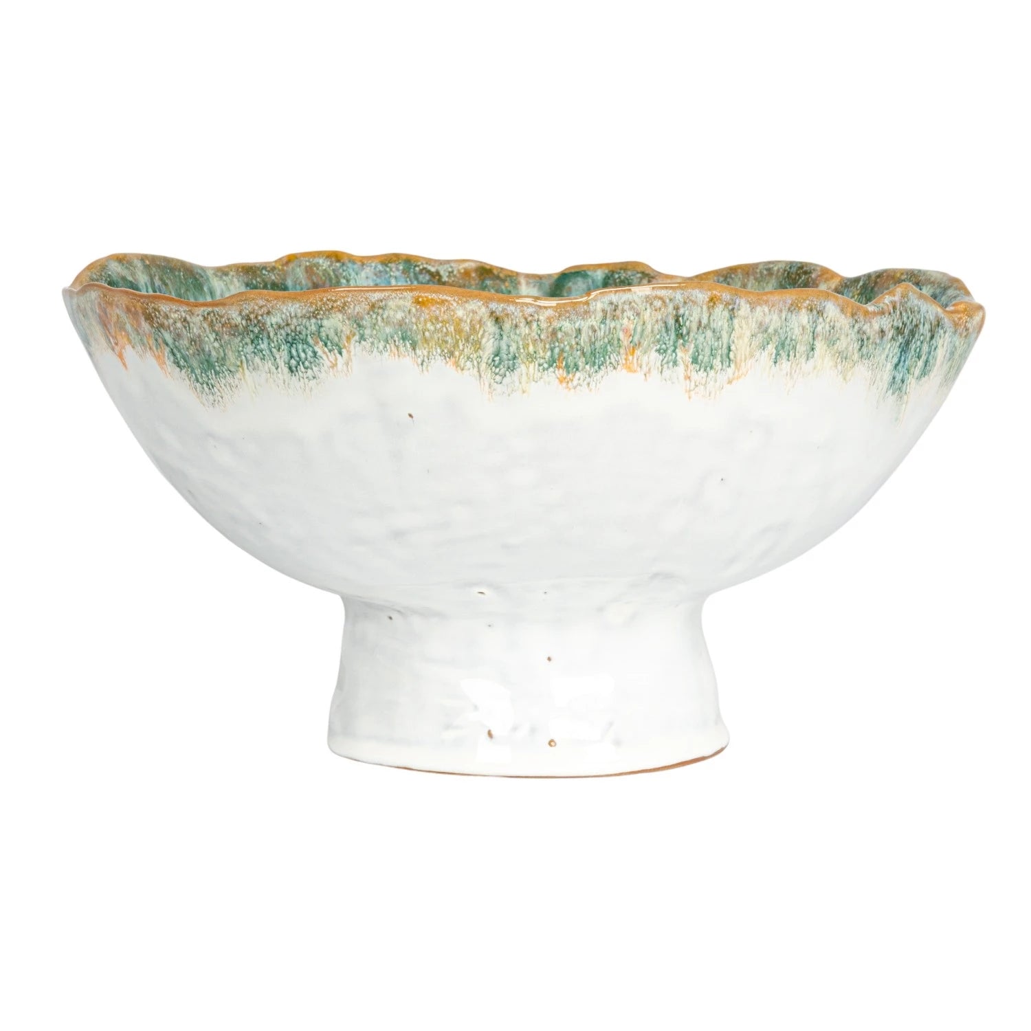 Stoneware Footed Bowl, Reactive Glaze