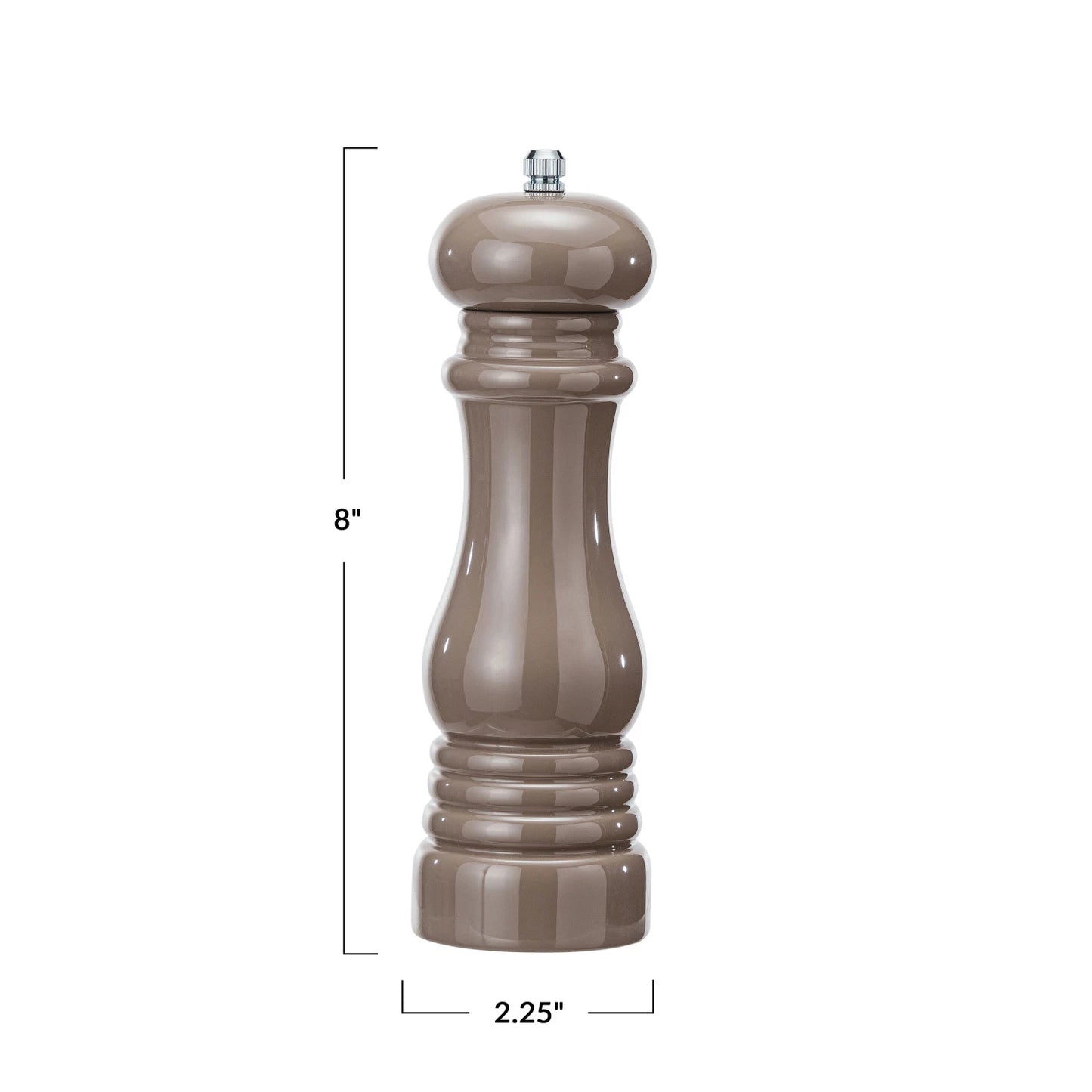 Enameled Rubberwood Salt/Pepper Mill, Grey