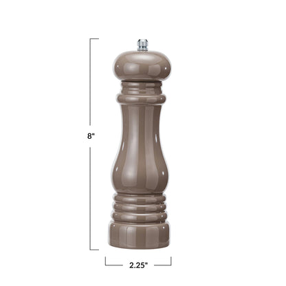 Enameled Rubberwood Salt/Pepper Mill, Grey