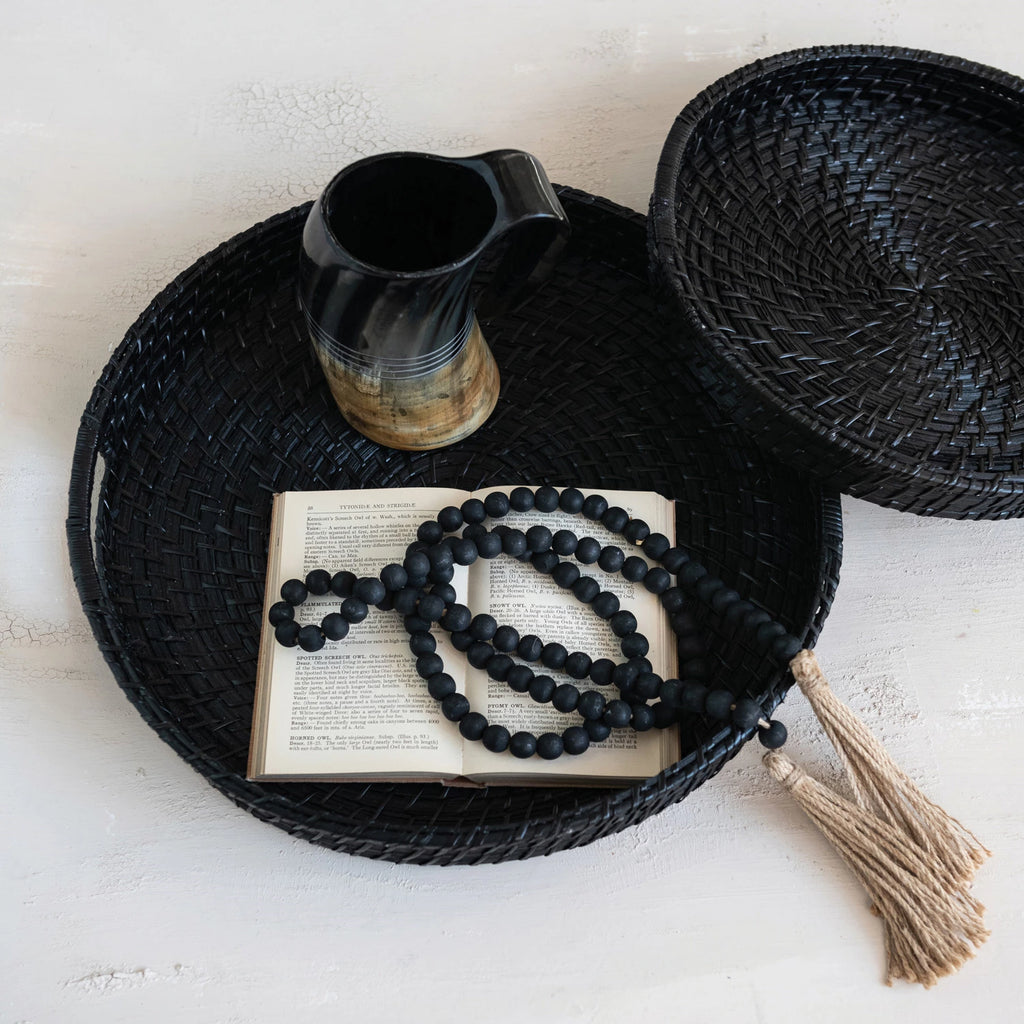Decorative Hand-Woven Bamboo Trays with Handles