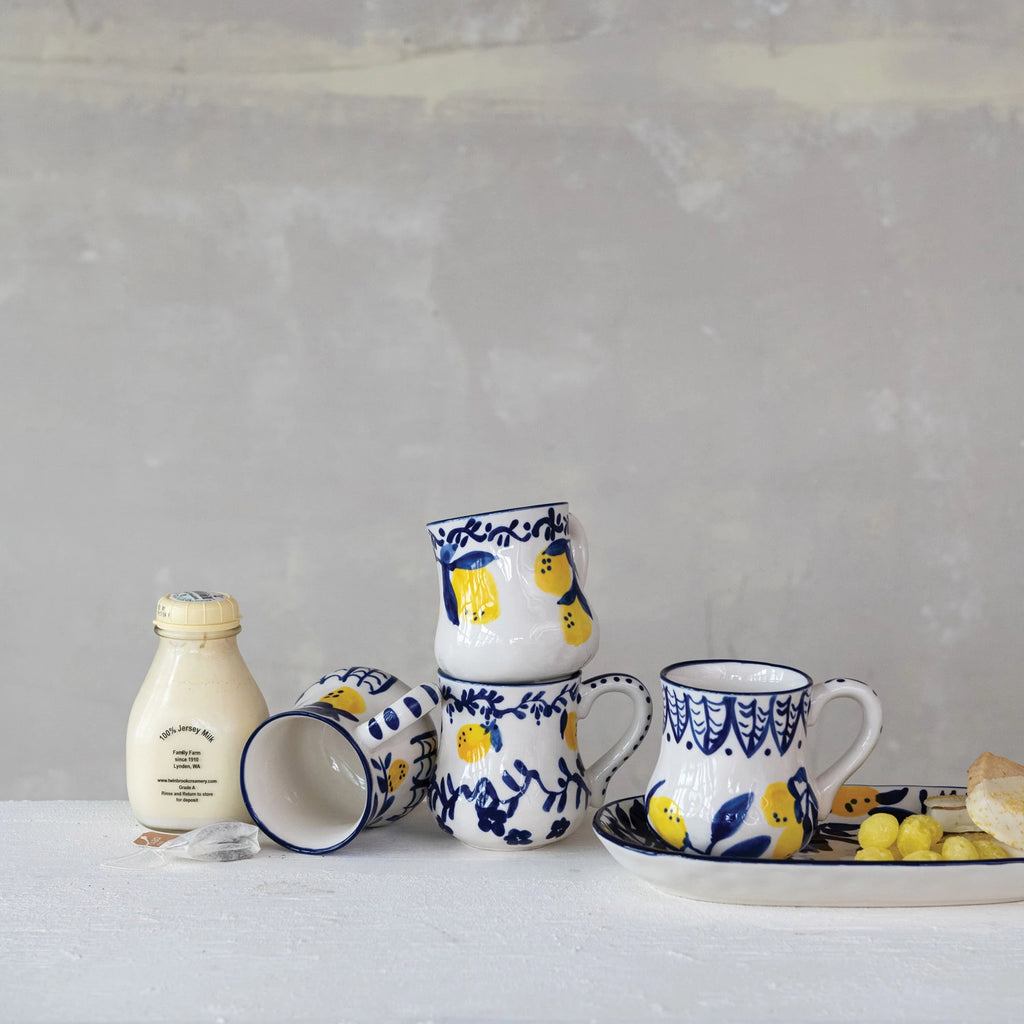 Hand-Painted Stoneware Mugs