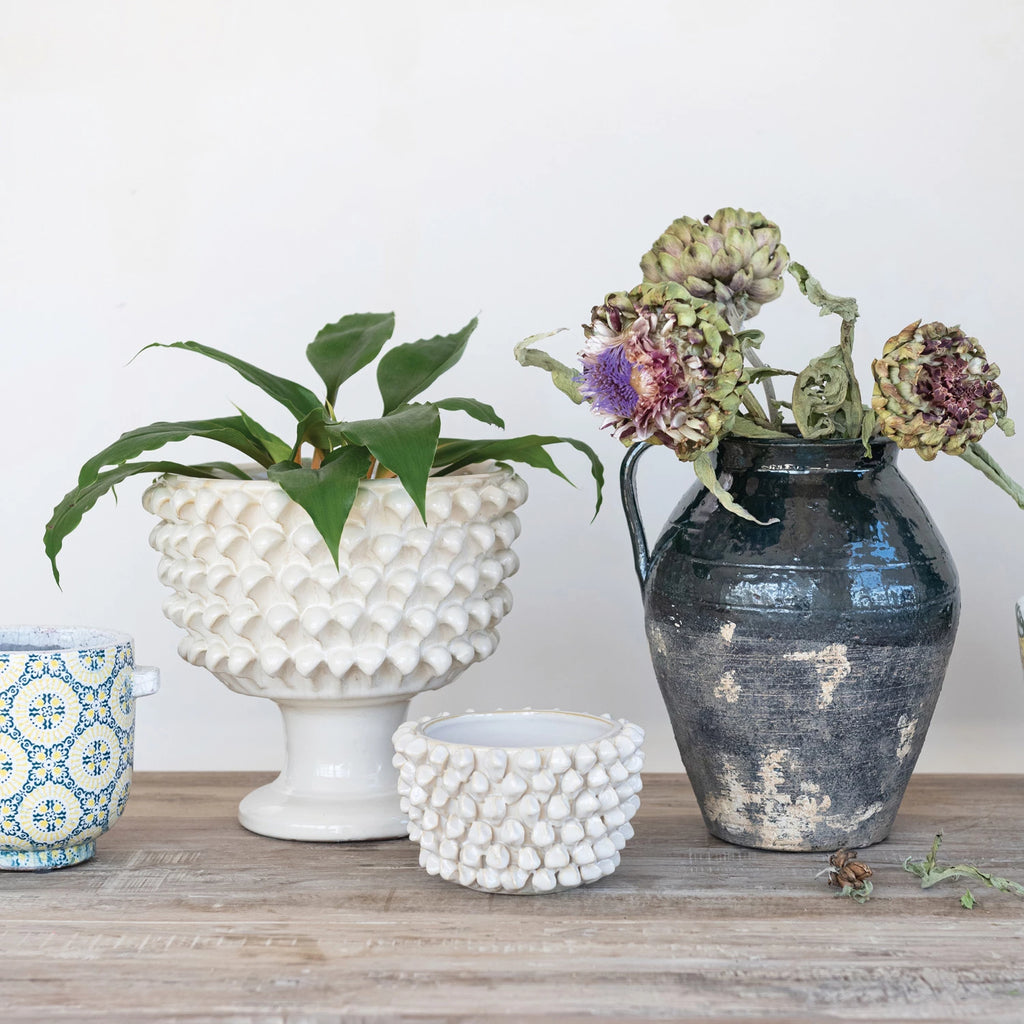 Cream Stoneware 3D Formed Planter