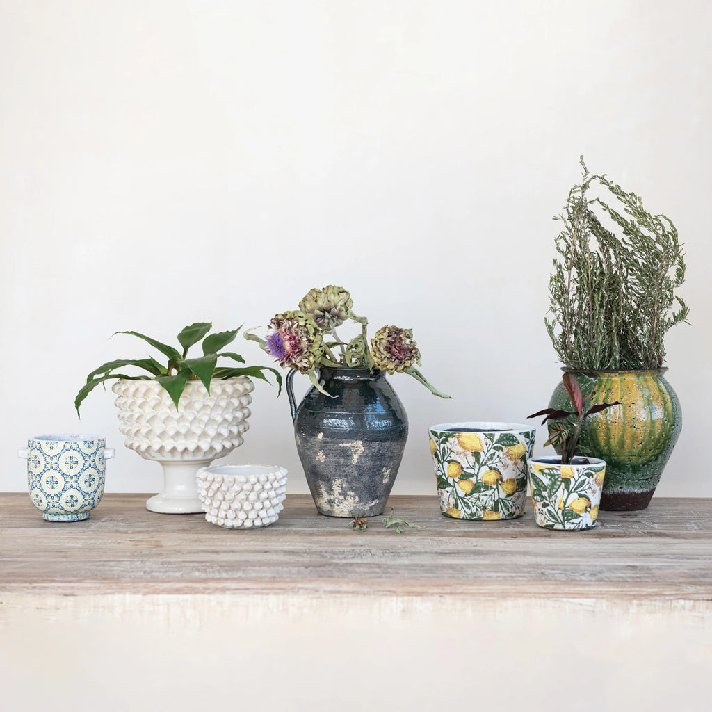 Cream Stoneware 3D Formed Planter