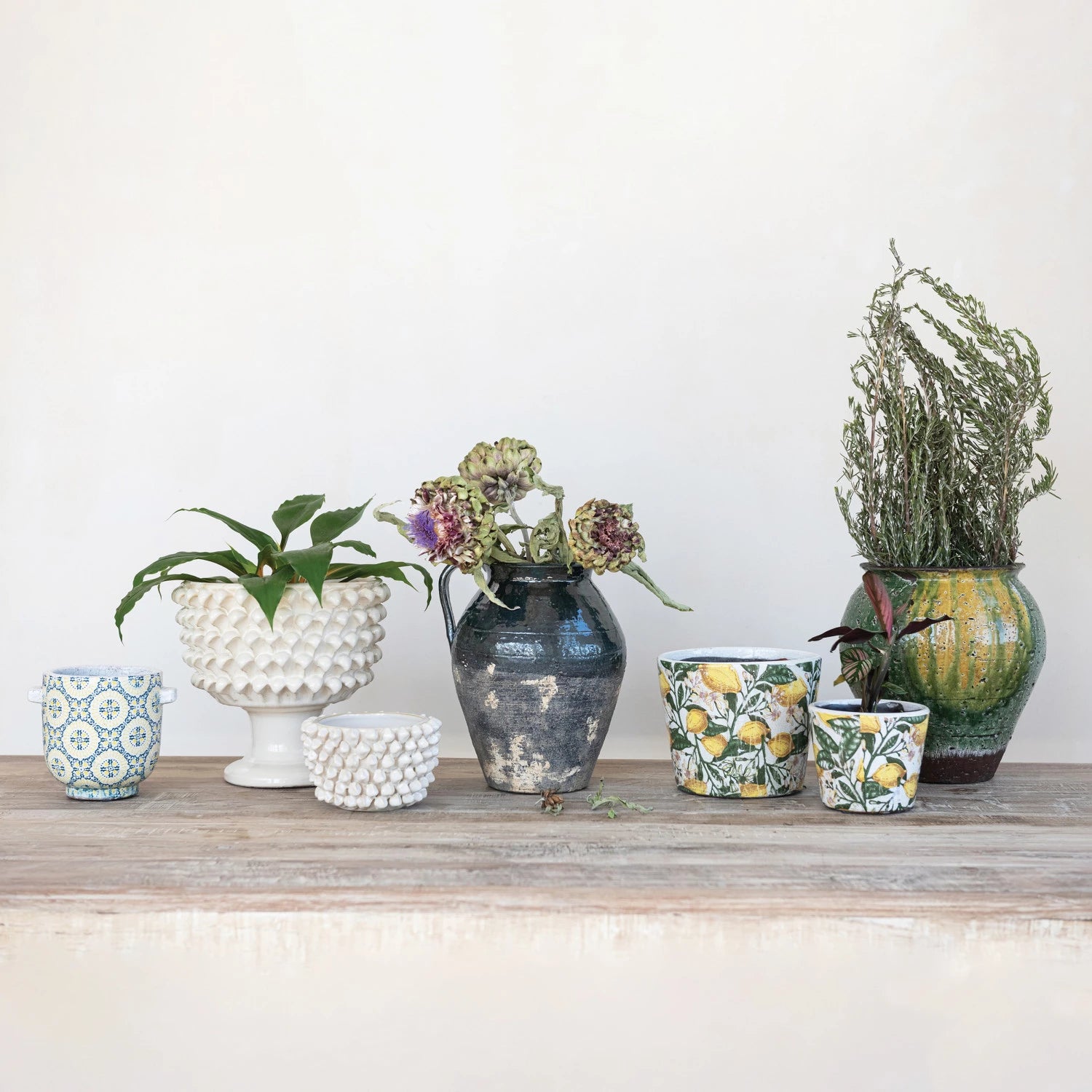 Cream Stoneware 3D Formed Planter