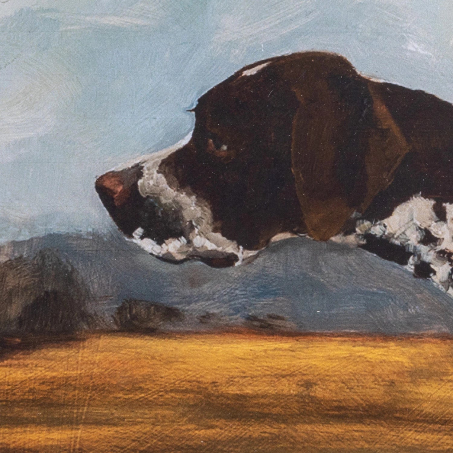 Wood Framed Glass Wall Decor with Pointer Dog Image