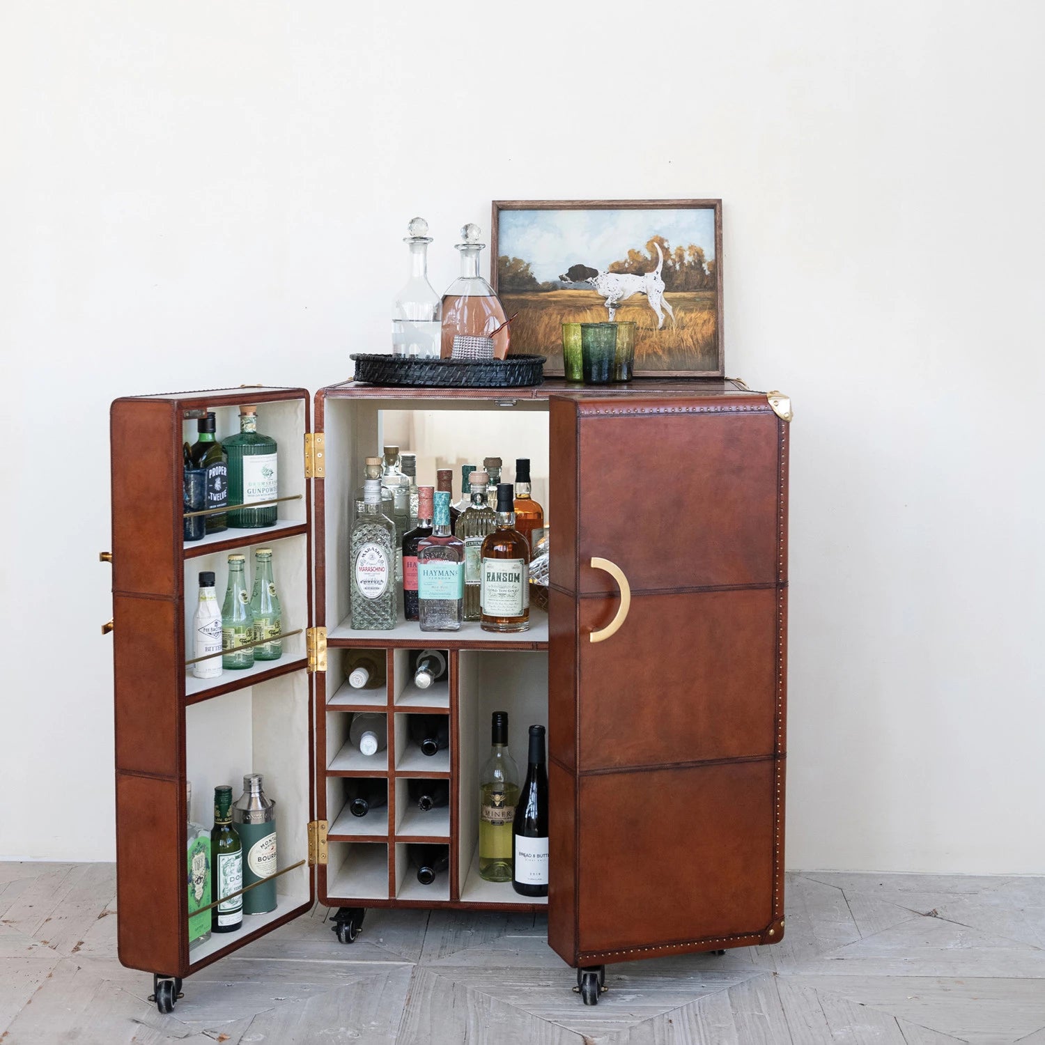 Wood Framed Glass Wall Decor with Pointer Dog Image