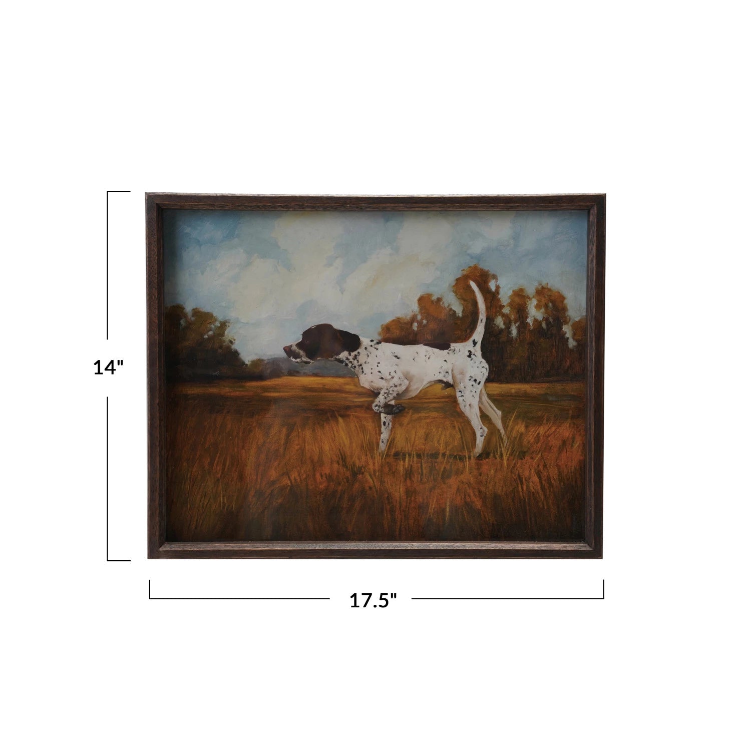 Wood Framed Glass Wall Decor with Pointer Dog Image