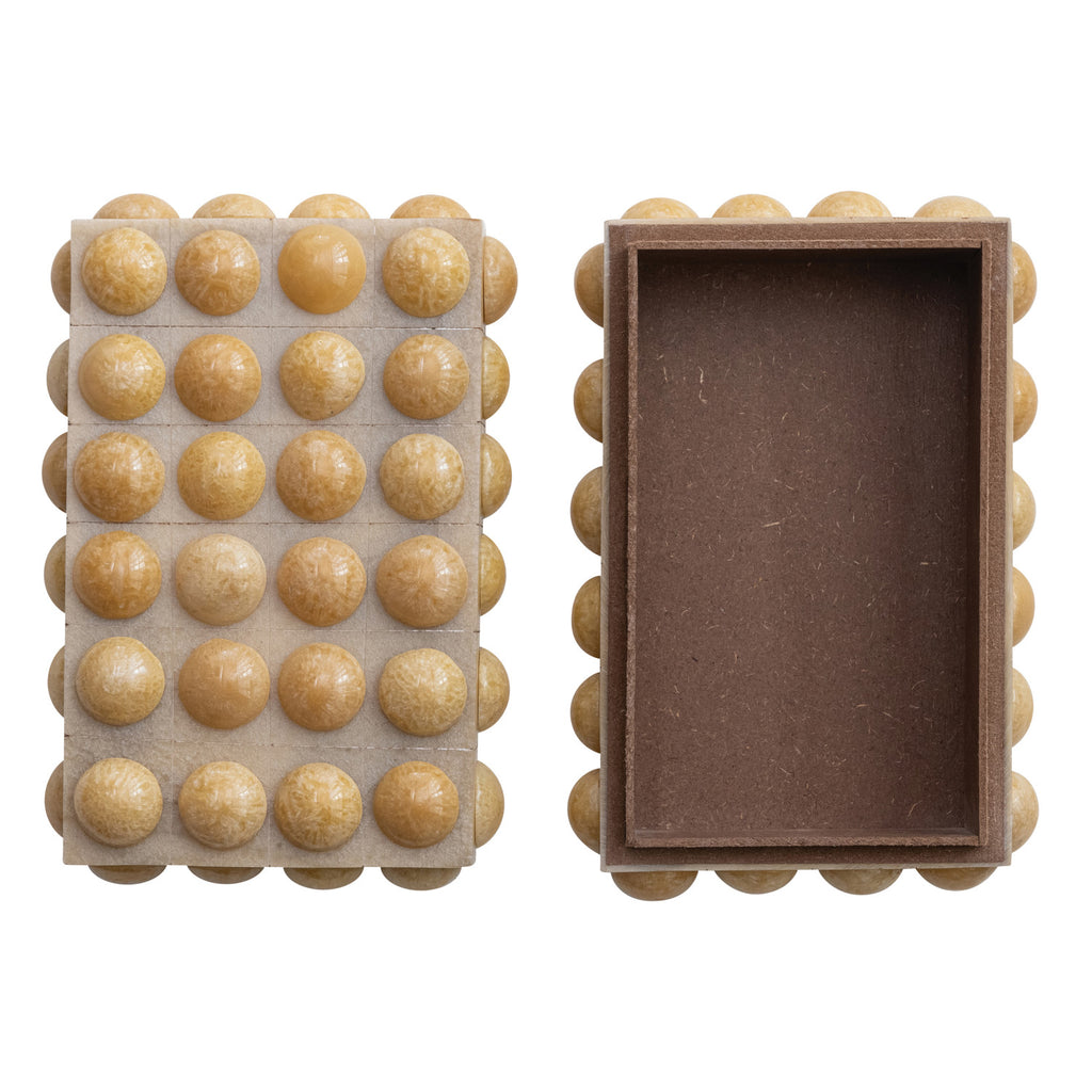 Handmade Marbled Resin Bobbin Box, Cream Color