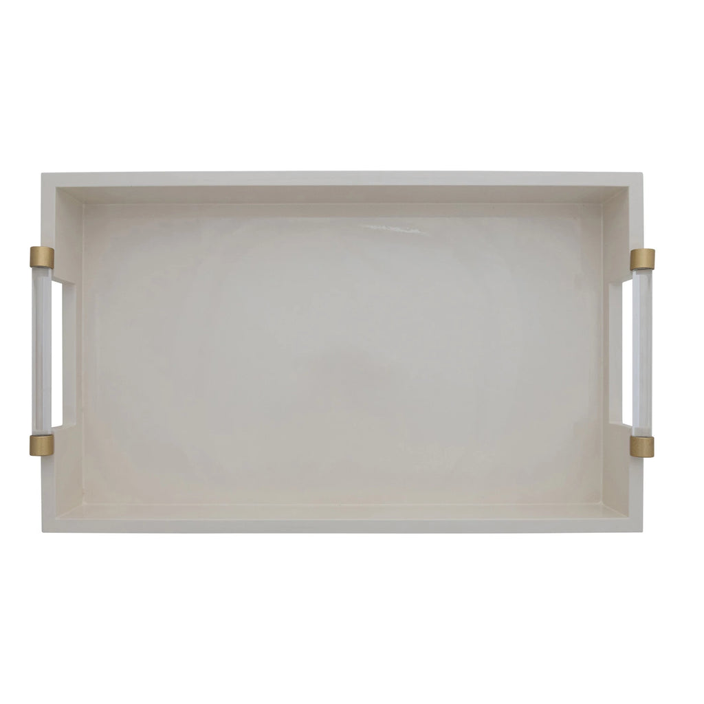 Laquered Tray with Acrylic & Metal Handles