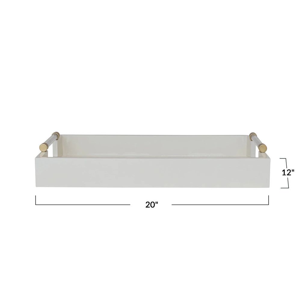 Laquered Tray with Acrylic & Metal Handles