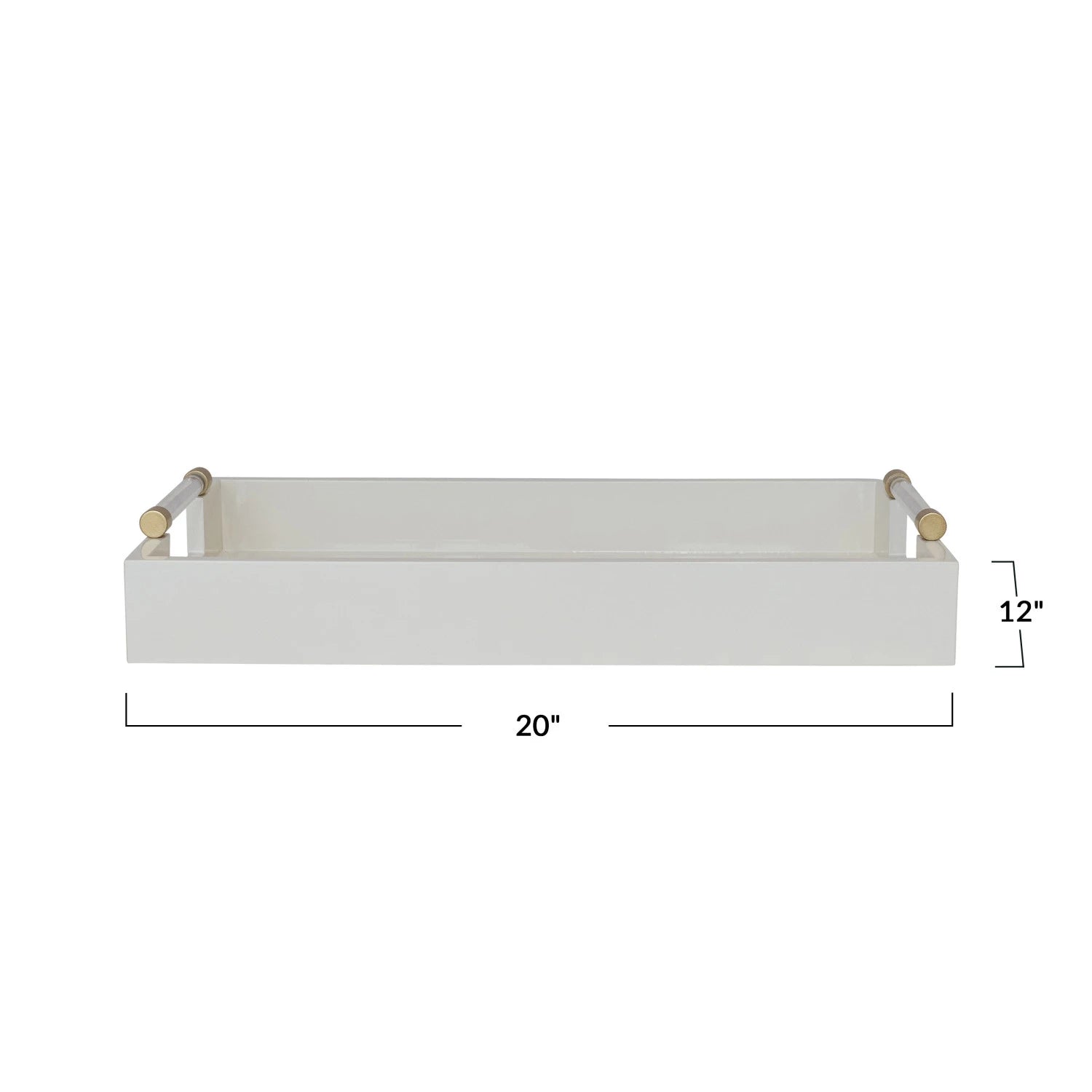 Laquered Tray with Acrylic & Metal Handles
