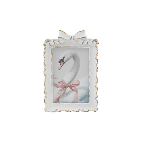 Decorative photo frame with a swan design on a white background