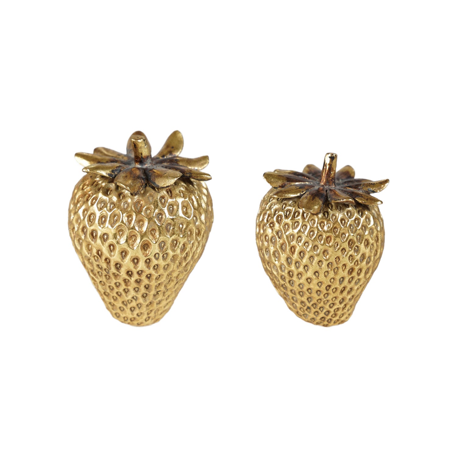 Resin Strawberries, Gold Finish, Set of 2