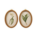 Framed Glass Wall Decor with Gold Ring Hanger, 2 Styles