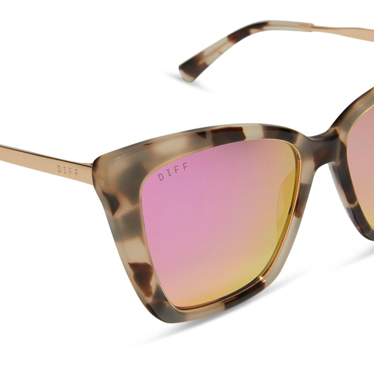 Diff Eyewear Becky IV Cream Tortoise with Pink Mirror Lens