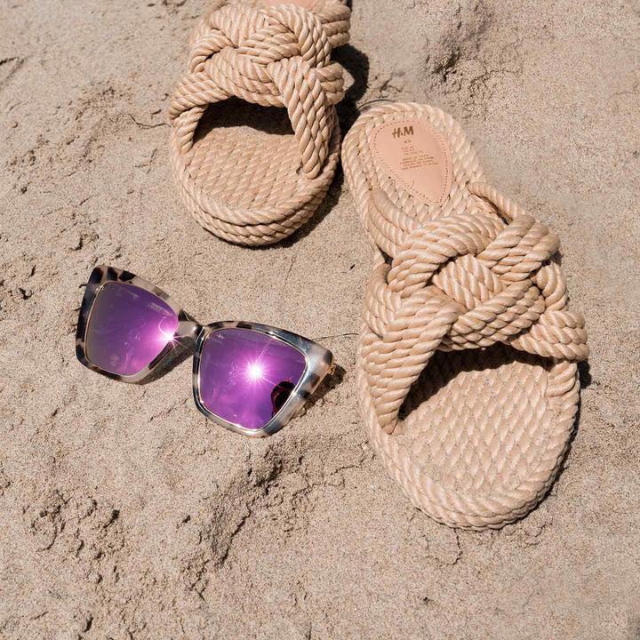 Diff Eyewear Becky IV Cream Tortoise with Pink Mirror Lens