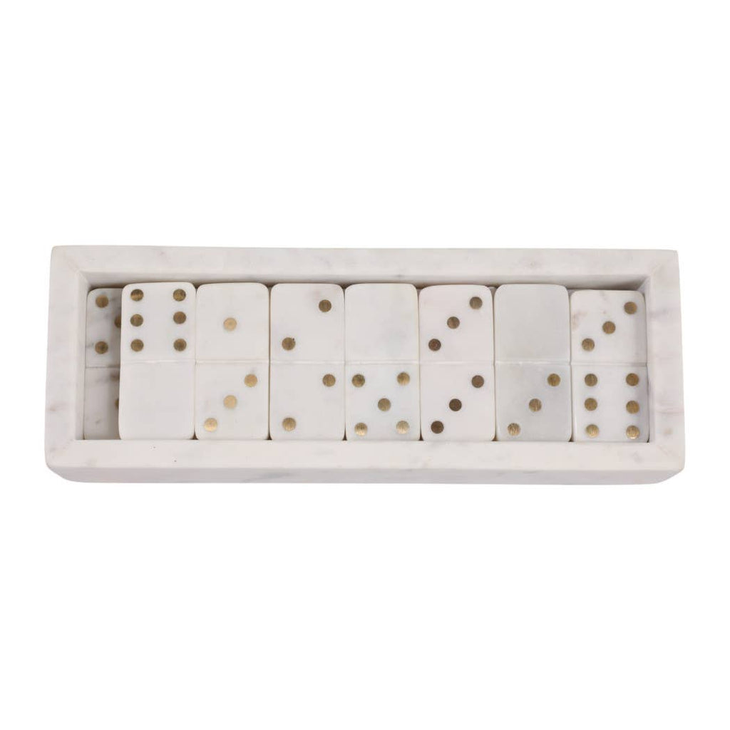 White and Gold Marble Rectangular Dominoes, 10 in.