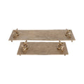 Decorative Gold Metal Link Handled Trays, Two Sizes