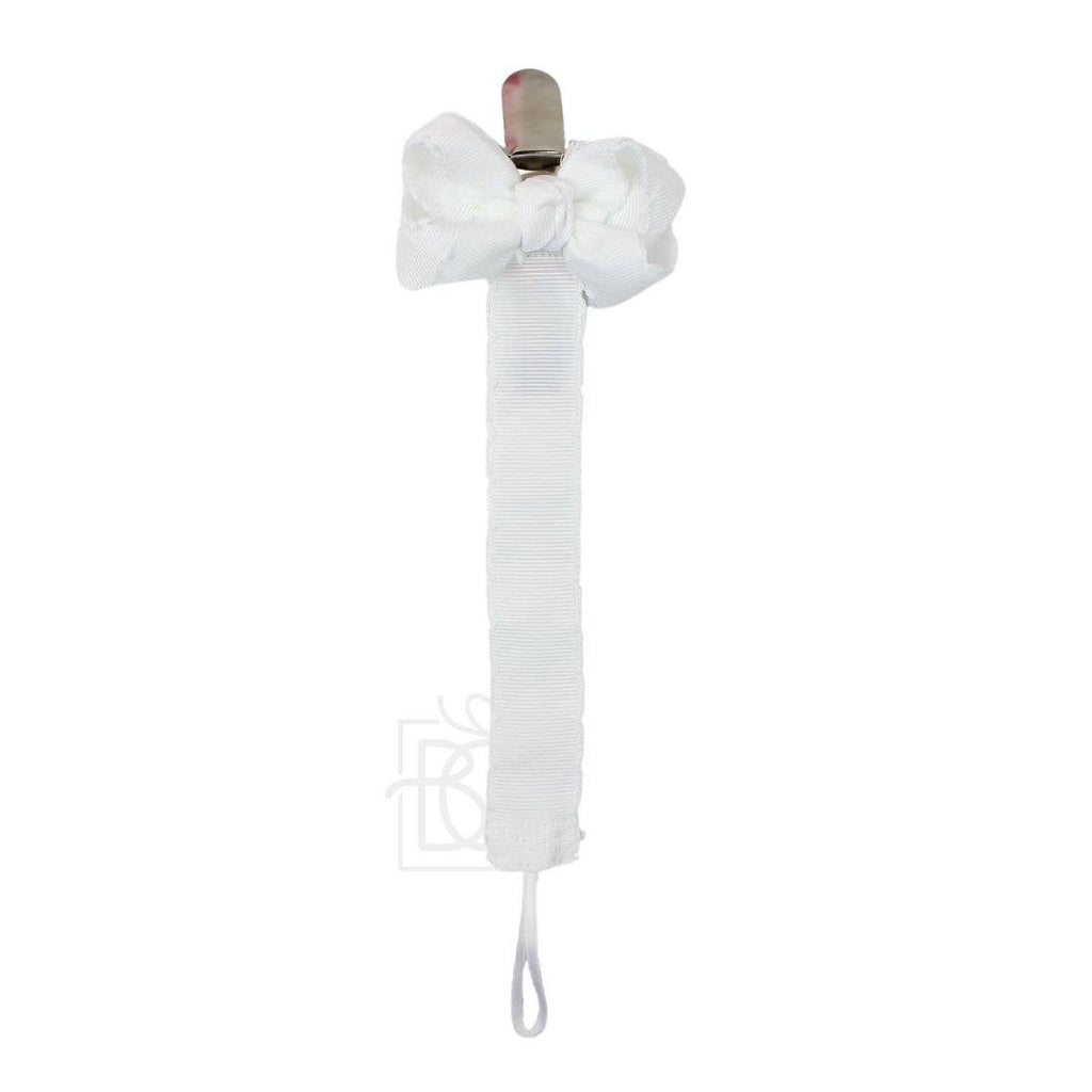 Crochet Edge Grosgrain Pacifier Clip w/ Detachable Bow