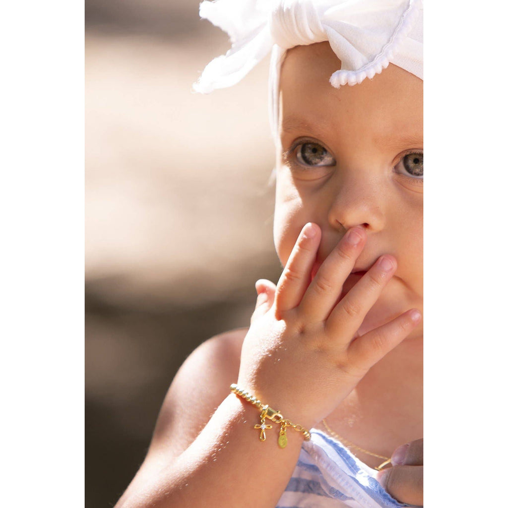 Cherished Moments Lenox, 14K Gold-Plated Cross Bracelet Baby Girl Baptism Gift