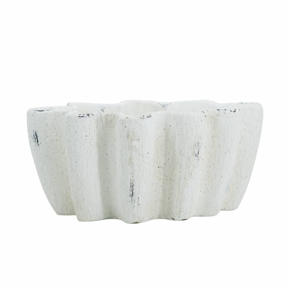 Rustic Scalloped Cement Bowl