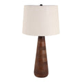 Table Lamp - Brown Iron and Modern Wood Tapered Base, 29 in.