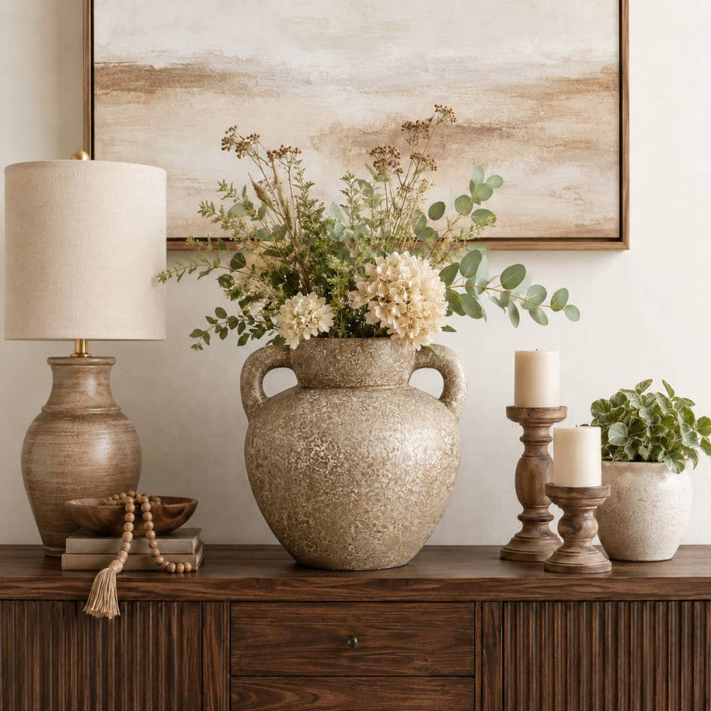 Decorative Vase - Brown/Gold Terracotta Rustic, 12.75 in.