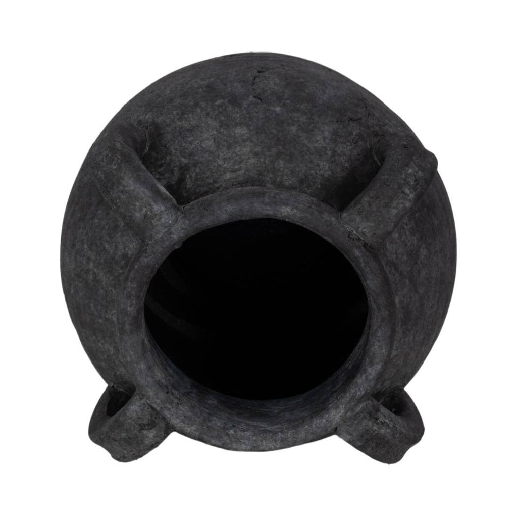 Decorative Vase - Black Pottery Amphora Multi-Handle Jug, 10 in.