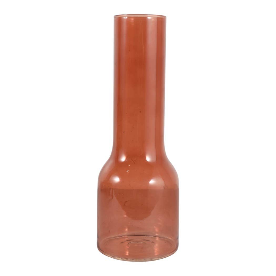 Decorative Vase - Brown Glass Long Neck Sculptural, 16 in.