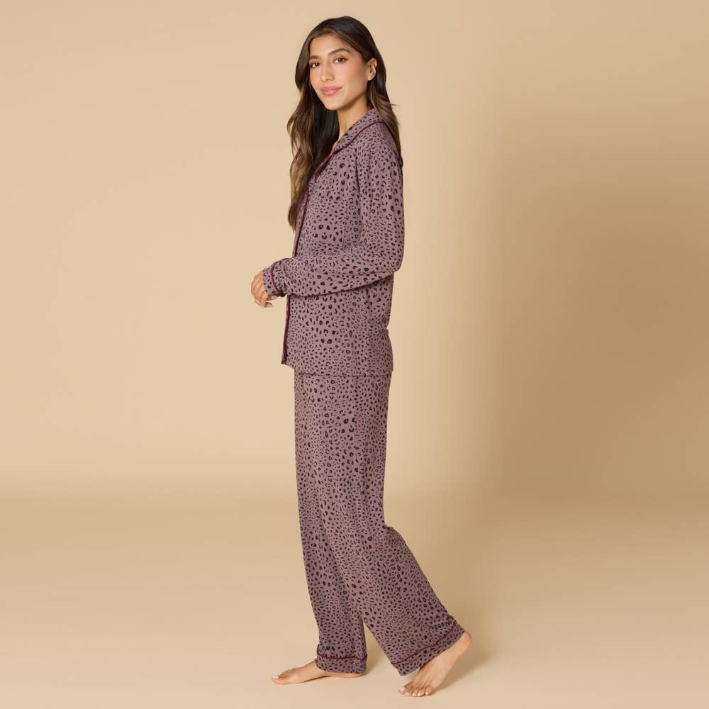 Sleep Soft Animal Print Slim Notch Collar PJ Set