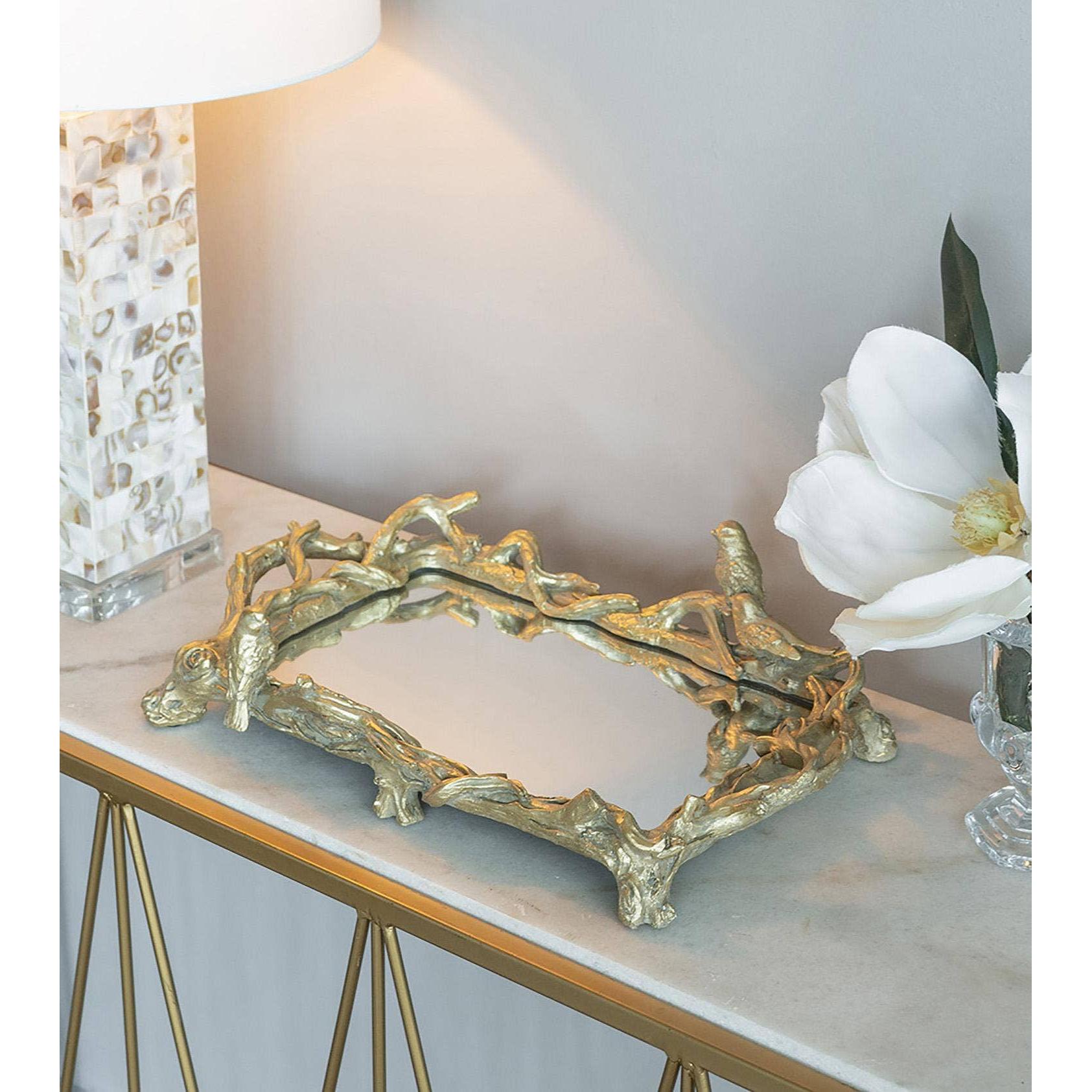 Birdsong Gold Mirrored Tray