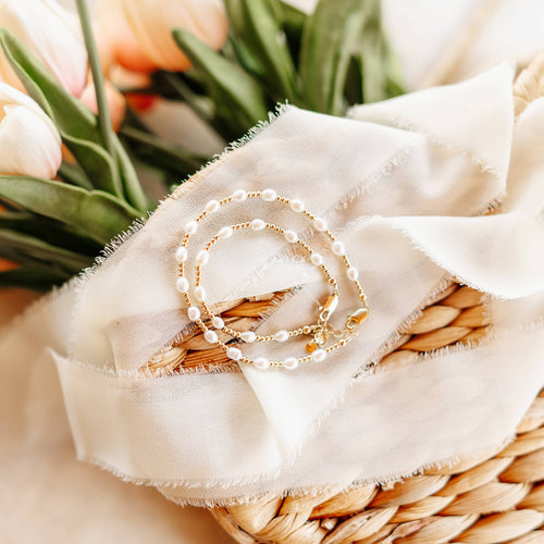 14K Gold-Plated Genuine Pearl Baby or Girls Beaded Bracelet