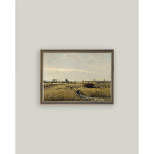 Harvest Landscape Framed Antique Art