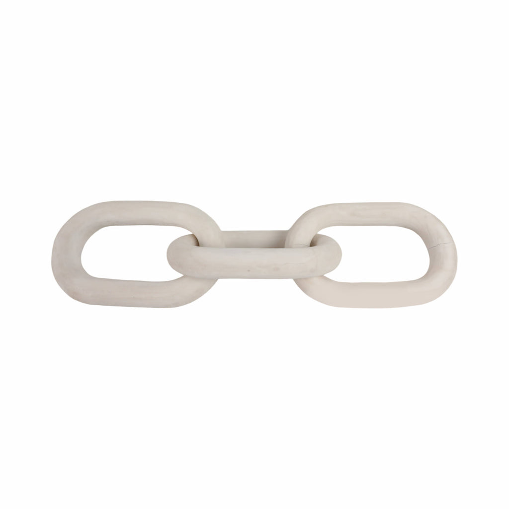 Sculpture - White Wood Interlocking 3-Chain Link, 28 in.