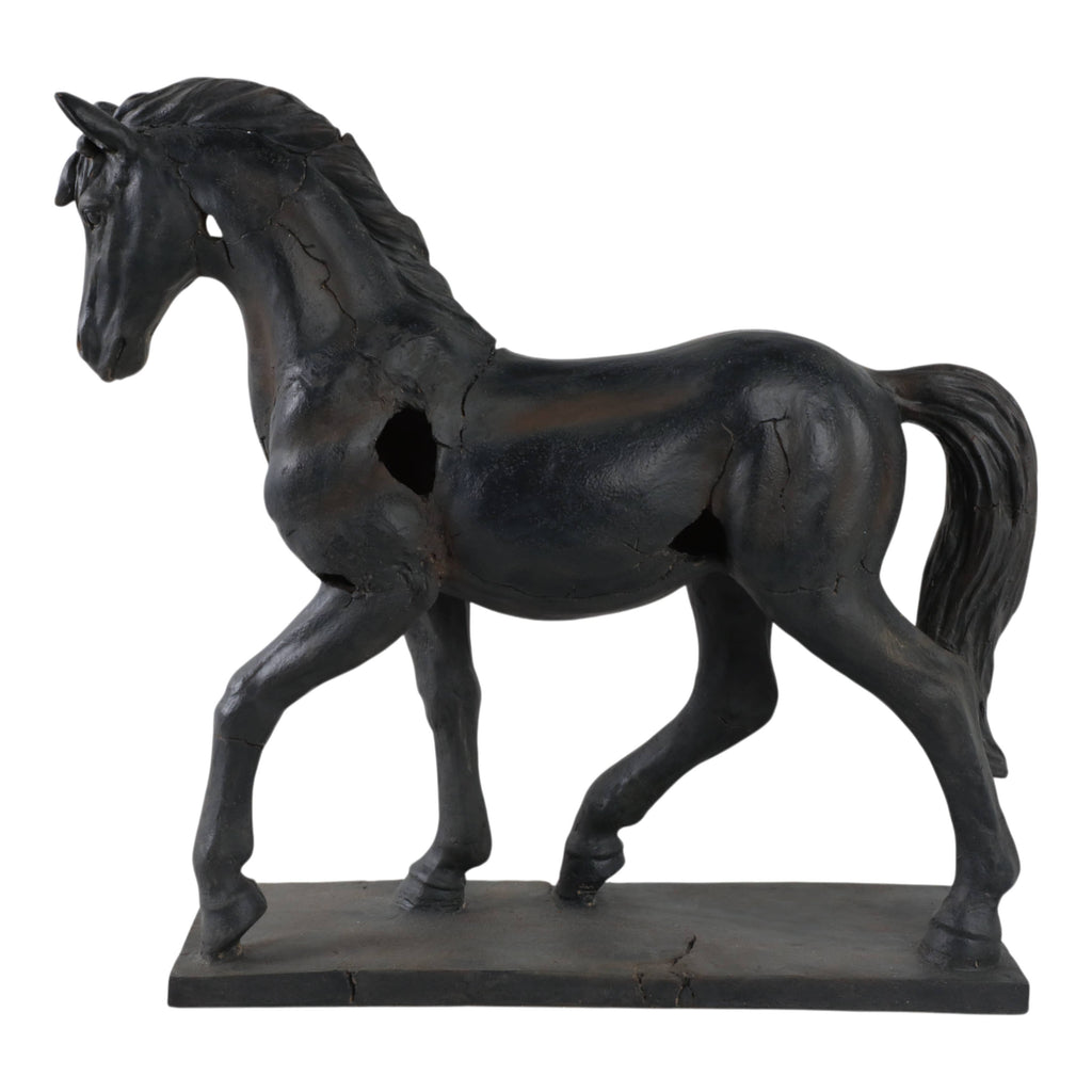 Sculpture - Brown Resin Cracked Horse On Stand, 16 in.