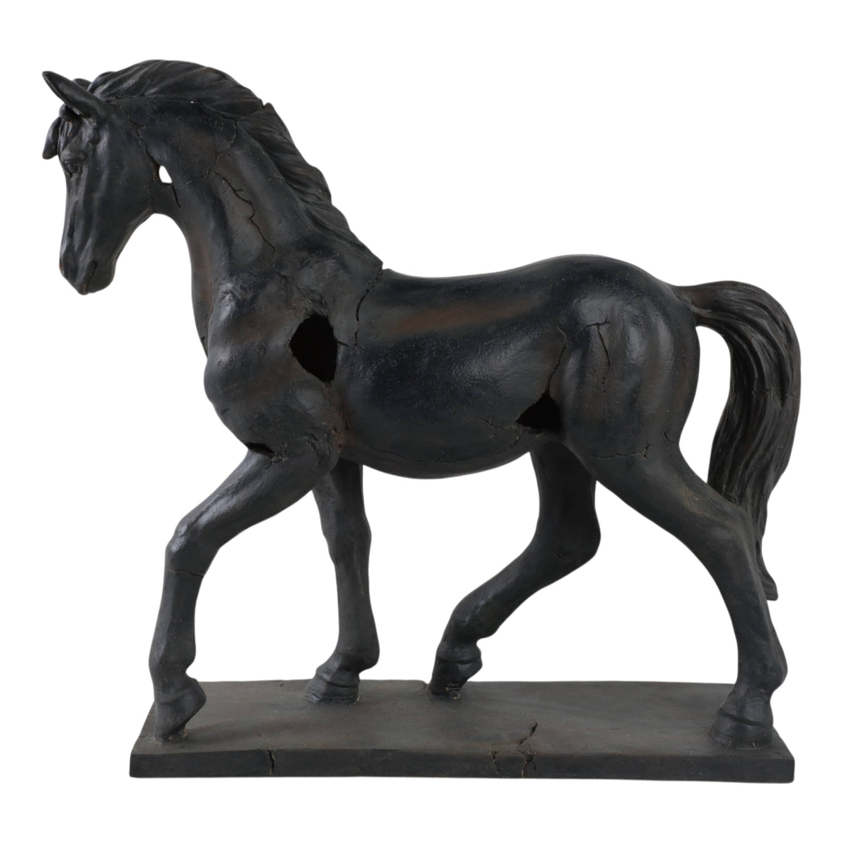 Sculpture - Brown Resin Cracked Horse On Stand, 16 in.