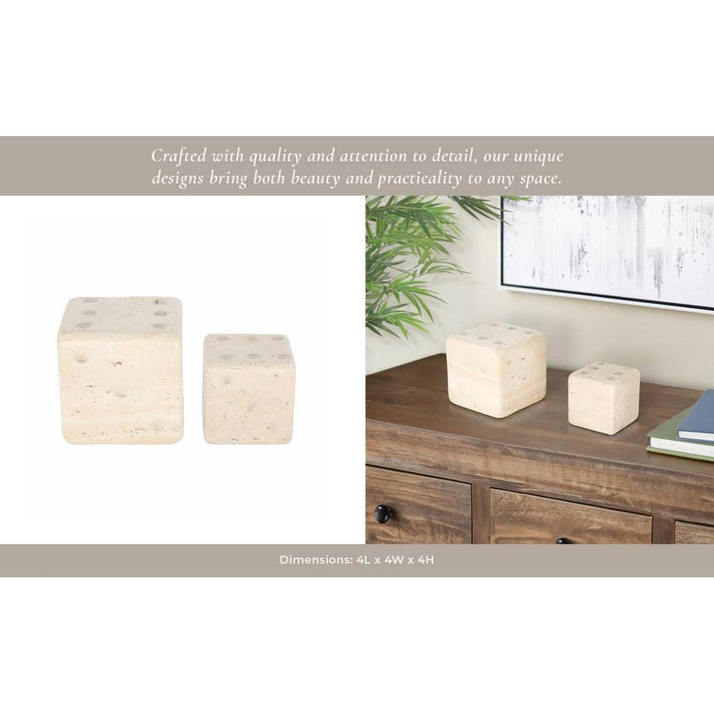 Marble Stone Dice, Ivory