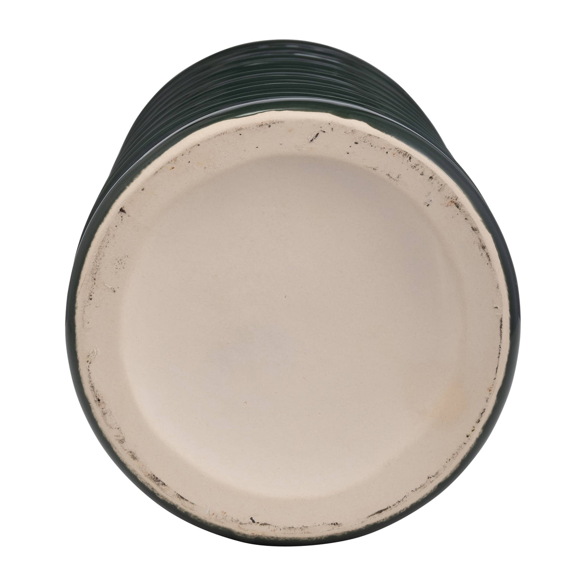 Forest Green Vertically Ribbed Ceramic Vase, 20 in.