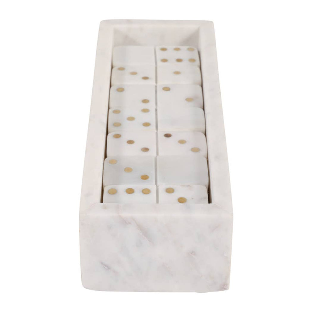 White and Gold Marble Rectangular Dominoes, 10 in.