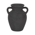 Decorative Vase - Black Ceramic Amphora with Handles, 9 in.