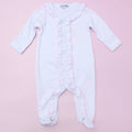Solid Essentials White Pink Ruffle Footie