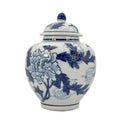 Classic Blue & White Floral Ceramic Ginger Jar 10"